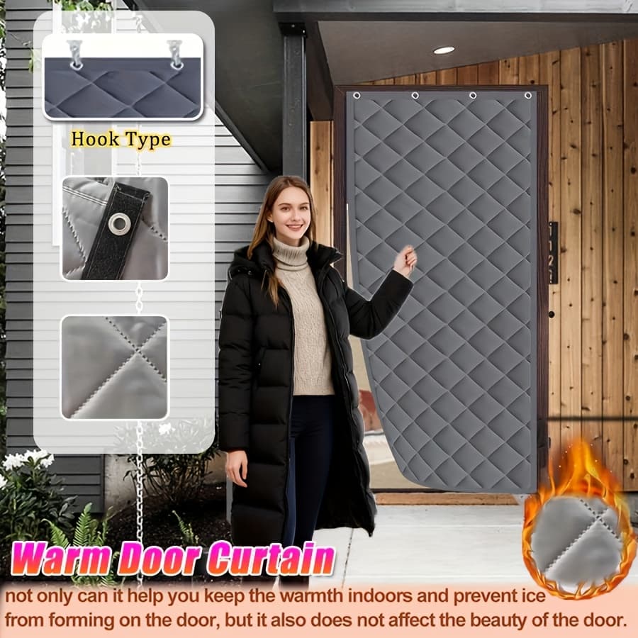 Magnetic Sealed Thick Oxford Insulated Door Curtain, Block Cold Wind Reduce Heating Cost, Soundproof Windproof Door Drape For Home Garage Retail Store