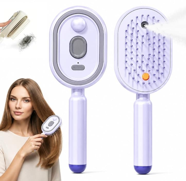 Electric Spray Massage Hair Brush,300 MAh Electric Steaming Massage Hair Care Brush, Rechargeable Detangling Electric Steam Brushs For Hair For Reduce Frizz, Nourishes Hairs, Anti-Static