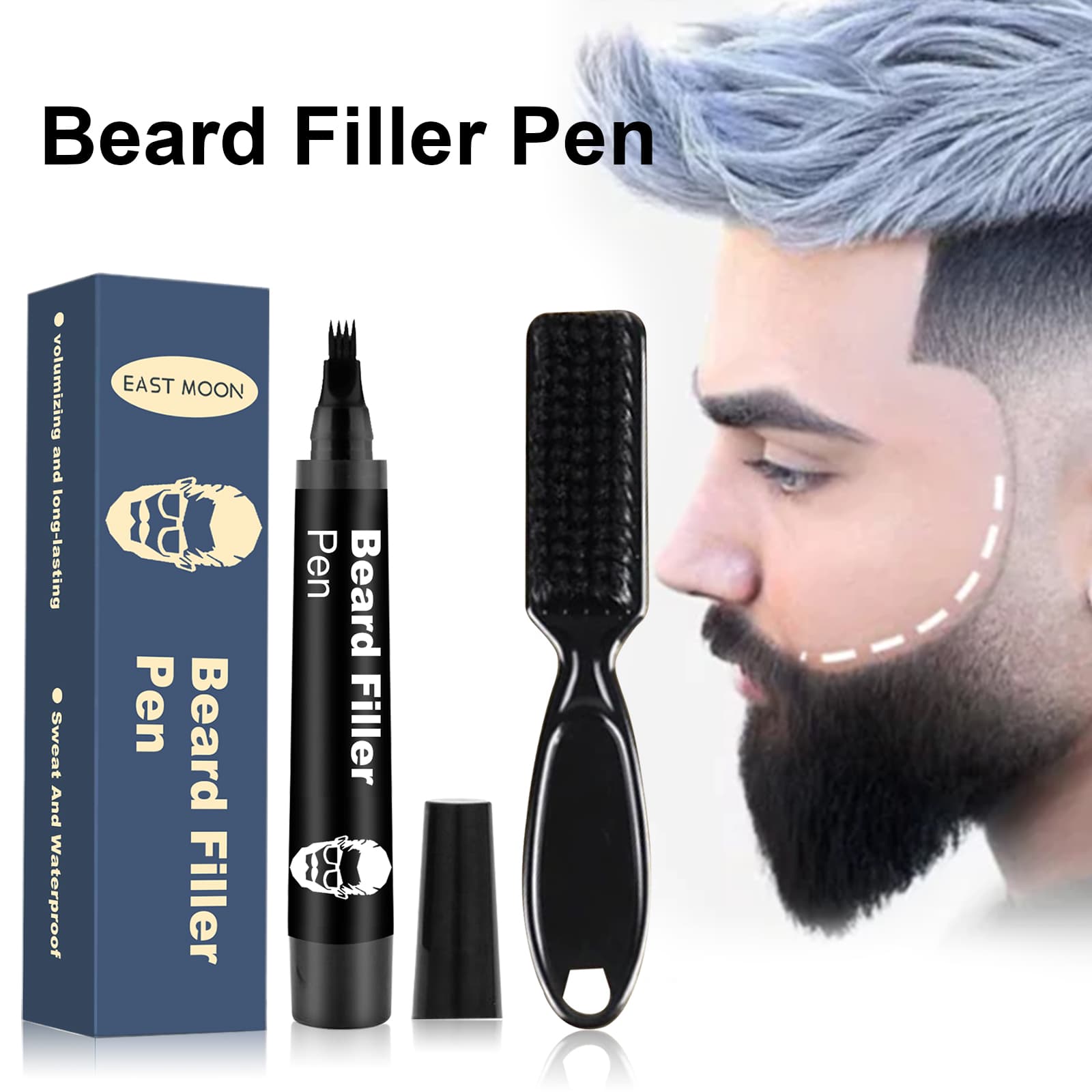 Beard Filler Black 1pc 1 Comb Box