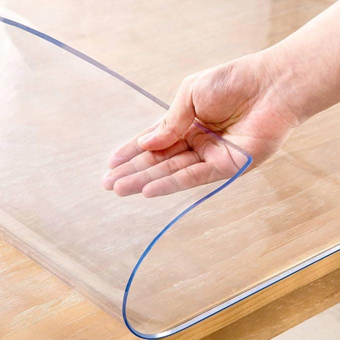 Clear Table Protector Mat -1.5mm Thickness Waterproof Heavy Duty PVC Table Cover For Dining Room Table