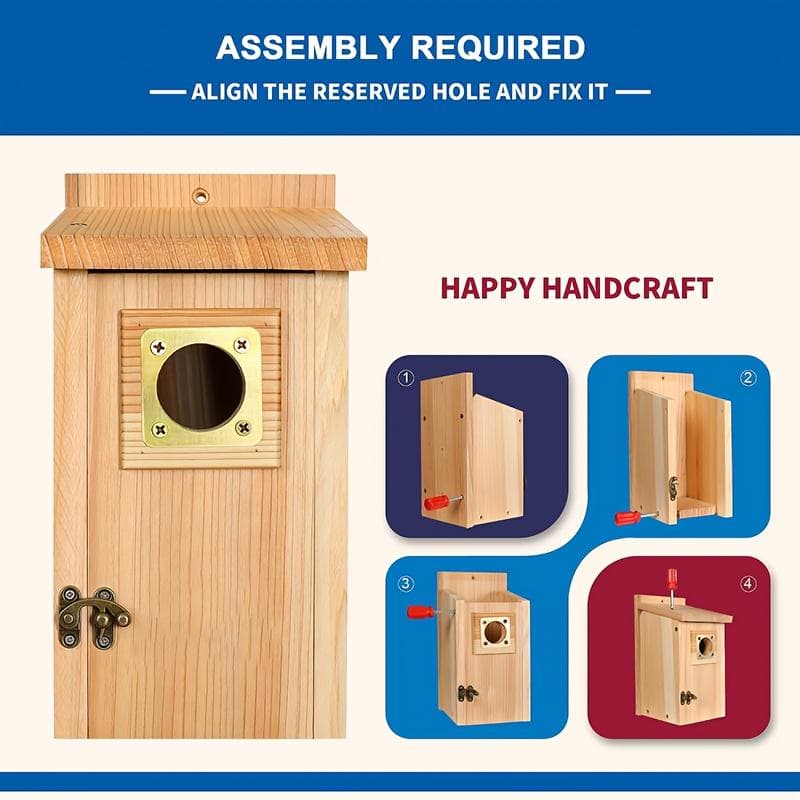 Set Of 2 Handmade Natural Cedar Birdhouses Eco-friendly, Durable, And Suitable For Hanging In Gardens, Balconies, Or Yards Provides A Safe, Comfortable Nesting Space For Small Birds.