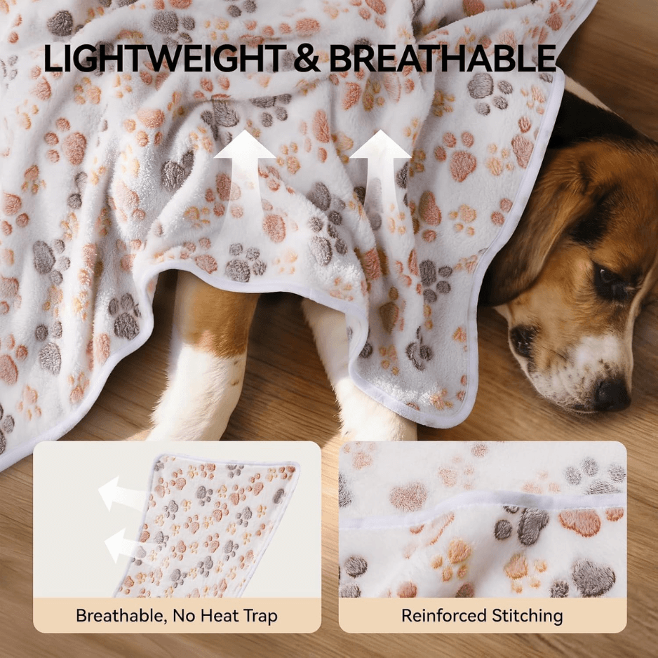 3 Pack Soft Fleece Dog Blankets, Warm & Fluffy Pet Throws