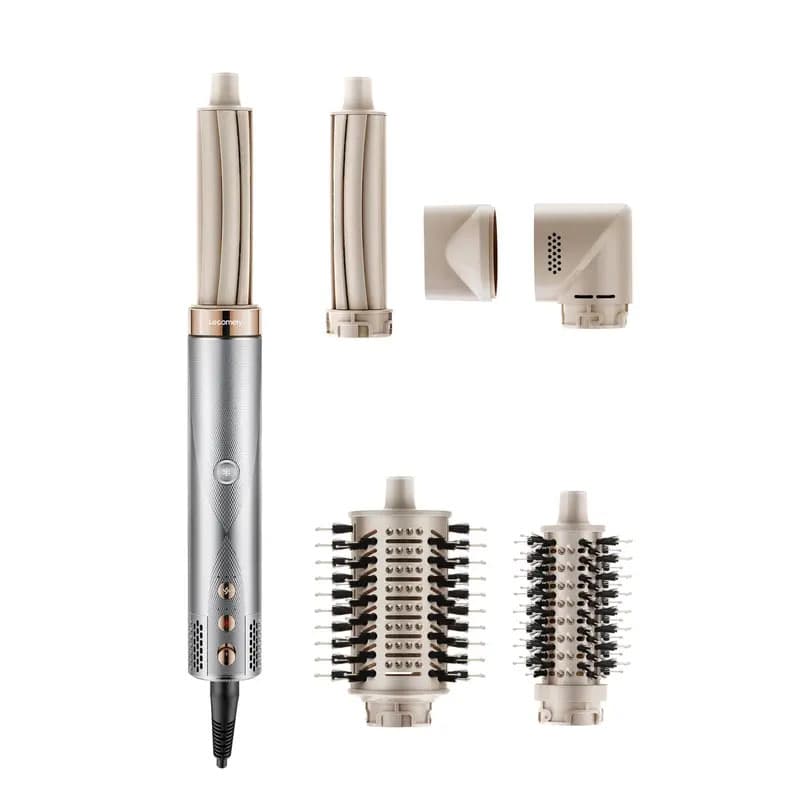 5 In 1 Ionic Airflow Hair Styler Kit With Automatic Curler Volumizing Oval Brush And Dryer Lightweight Snap On Attachments For Curls Straight Styles Salon Blowout And Frizz Control
