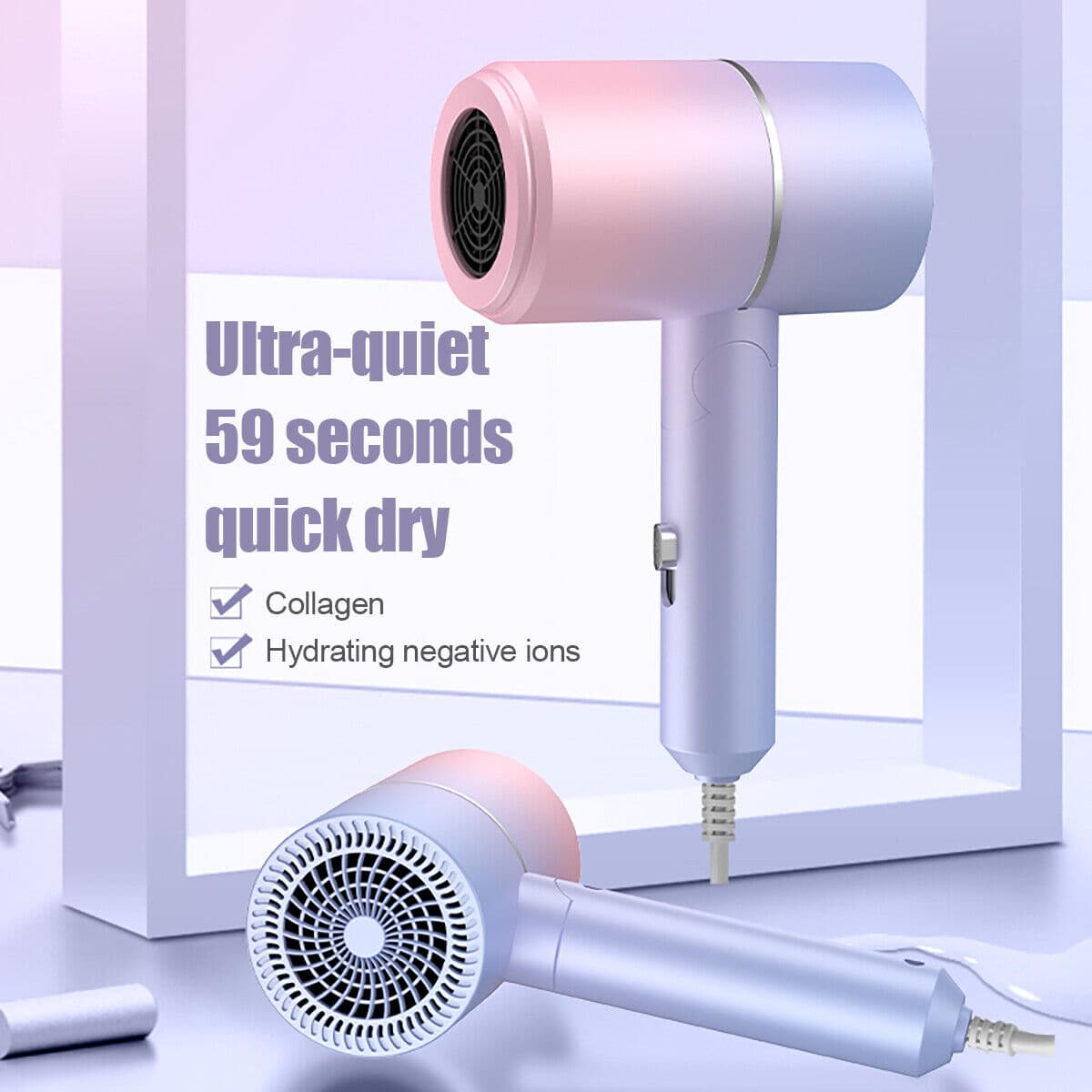 Professional, Electric, Foldable Hair Dryer For Household Use With Negative Ion Function