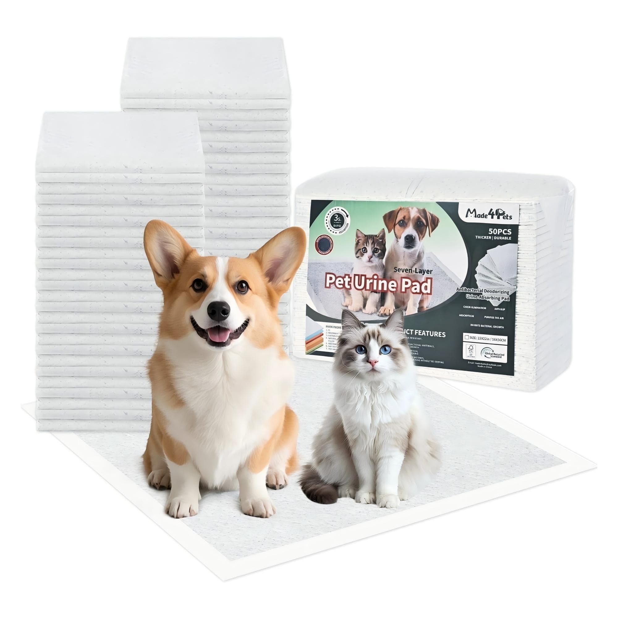 Maddie Puppy Pads - Leak-proof And Quick-drying Design, Suitable For Potty Training, 50 Pads Per Pack