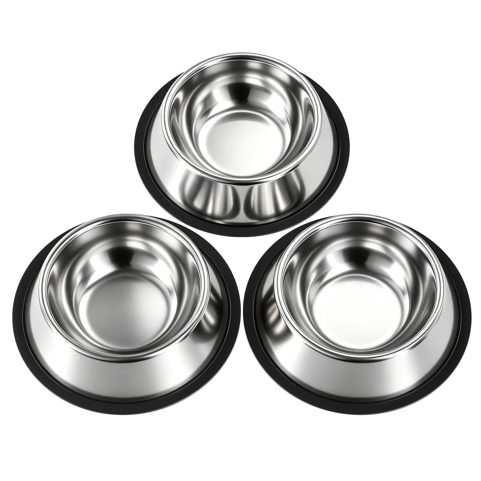 Stainless Steel Dog Bowls, 3 Pack, Non-Slip Dog Bowl Set, 13 Oz Dog Food Bowl, Dog Bowl No Spill, Dog Food And Water Bowl Set, Water Bowl, Dog Dish, Pet Food Bowls, No Tip Dog Bowls