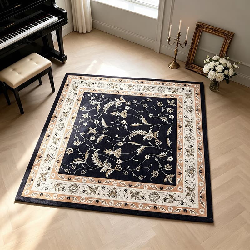 1pc Square Vintage Jacquard Area Rug, Classic European Style Floor Rug For Indoor Home Living Space Decor