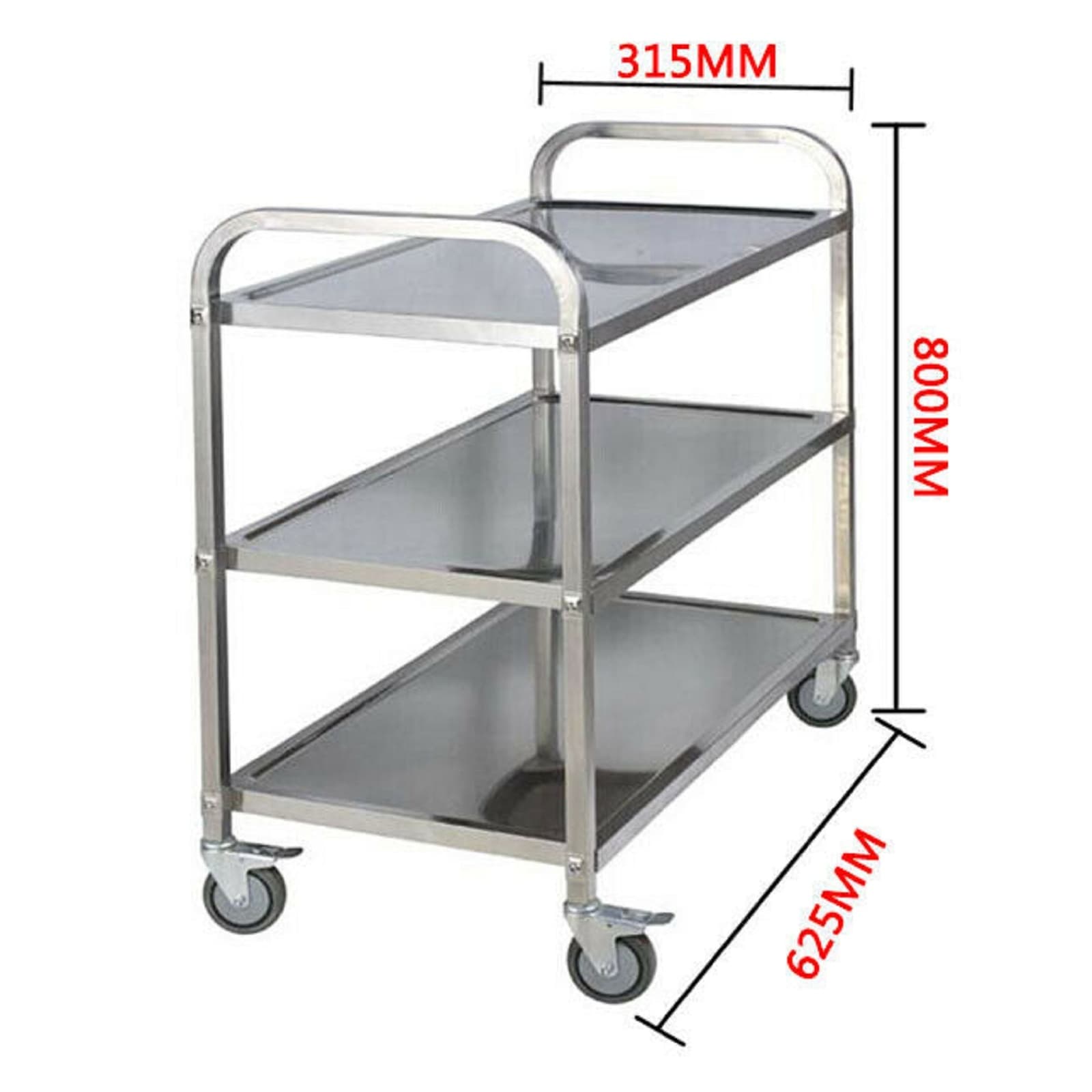 3 Tier Stainless Steel Trolley Cart Kitchen Restaurant Serving Catering Train UK