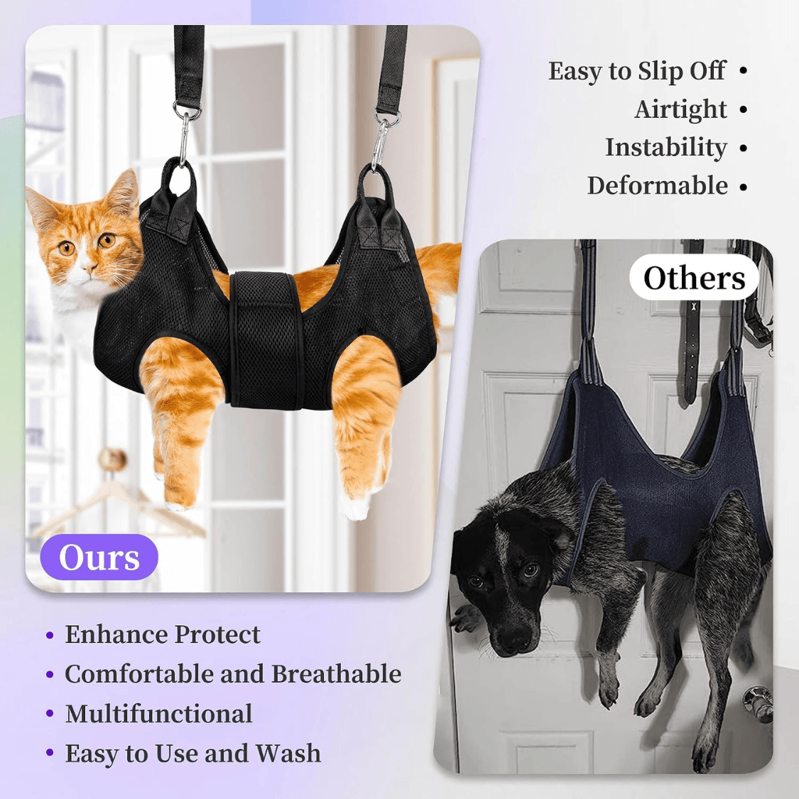 Cat Grooming Hammock Kit For Cats Dogs Up To 12 Lb, Hanging Harness And Sling For Nail Trimming, Includes Clippers Trimmer