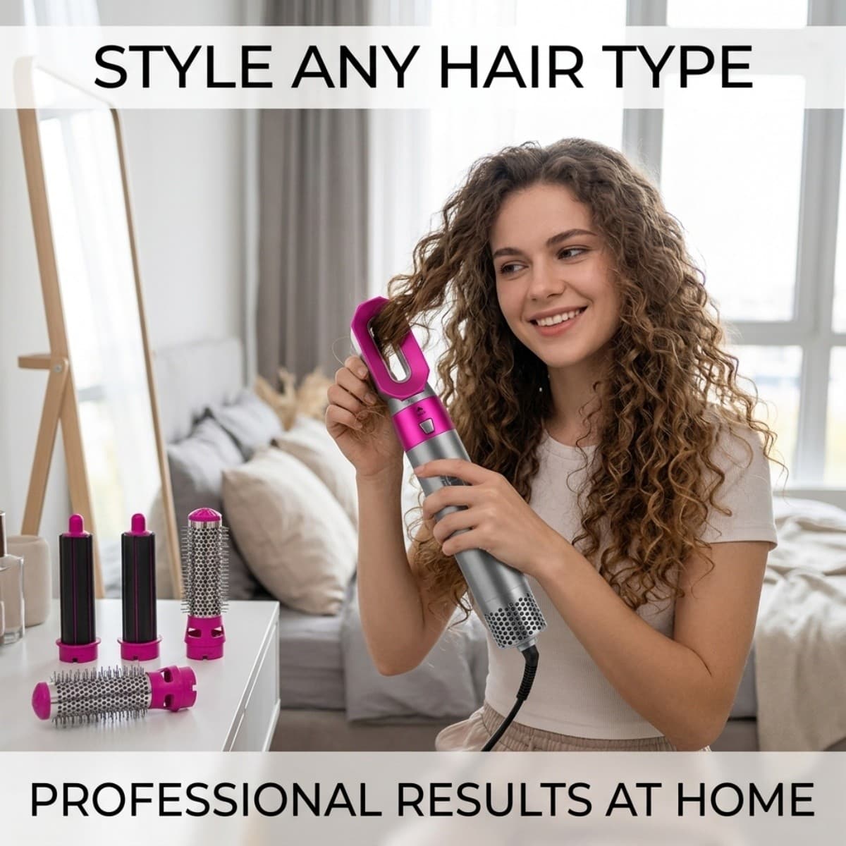 Multi Functional 5 In 1 Hair Dryer Styler Hot Curler Drying Straightening Brush