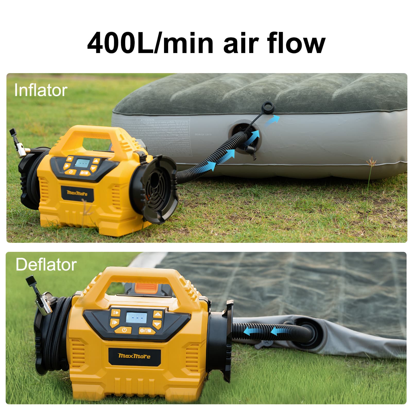 Portable Tire Inflator Deflator For 20V Battery Tool Only, 160 PSI Cordless Air Compressor Pump, Digital Gauge, Auto Shu