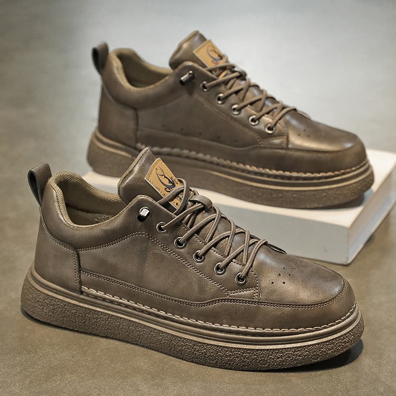 High-top Men's Shoes, New Spring Style, Breathable, Waterproof & Anti-slip, Chef Shoes For Men, Versatile Black Leather Sneakers, Sports Casual Footwear