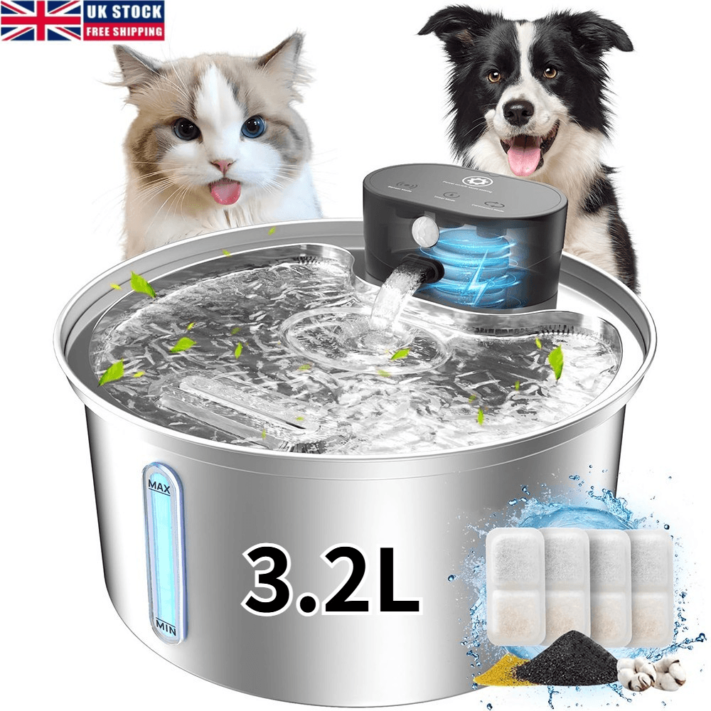 3.2L Wireless Automatic Pet Water Fountain, 3 Modes Sensor Drinking Dispenser