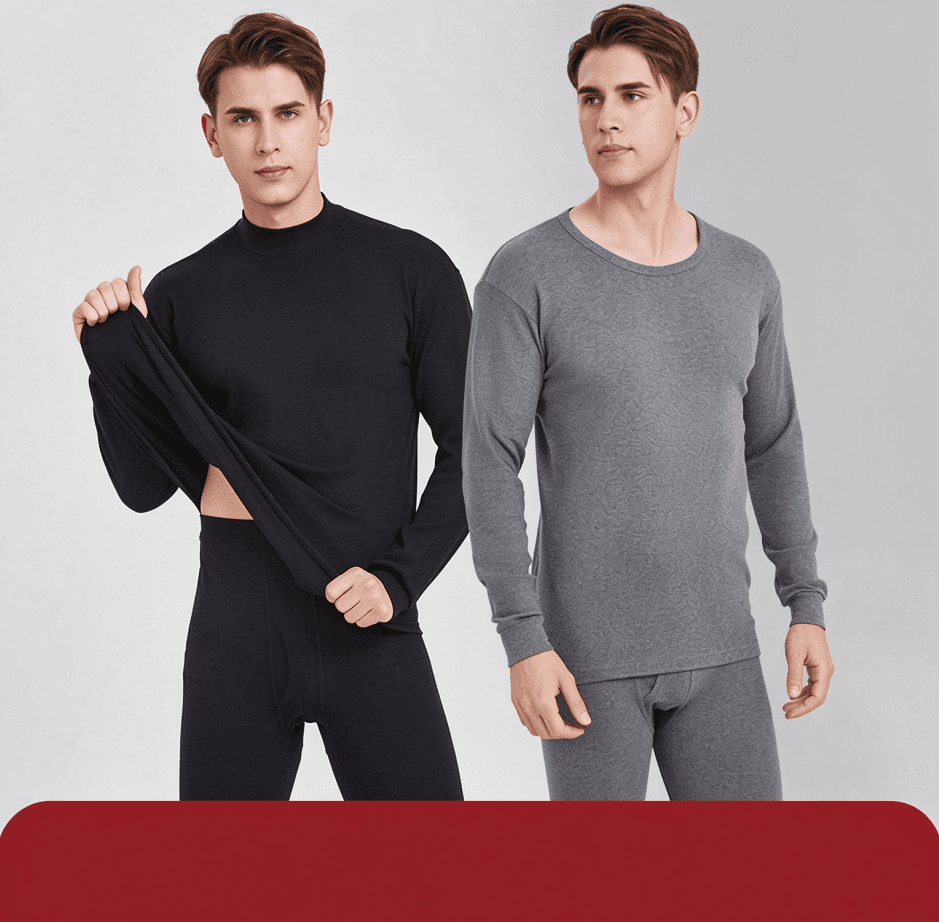 Men's Pure Cotton Autumn Clothes And Long Pants Thin Cotton Thermal Underwear Youth All-Cotton Basic Antibacterial Thermal Underwear Men's Set Winter