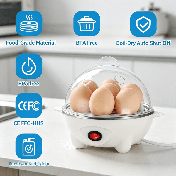 Electric Egg Cooker, 7 Egg Capacity Multi Function Egg Boiler With Auto Shut Off, Measuring Cup & Egg Piercer Included For Soft Hard Boiled Eggs, Steaming Vegetables Dumplings