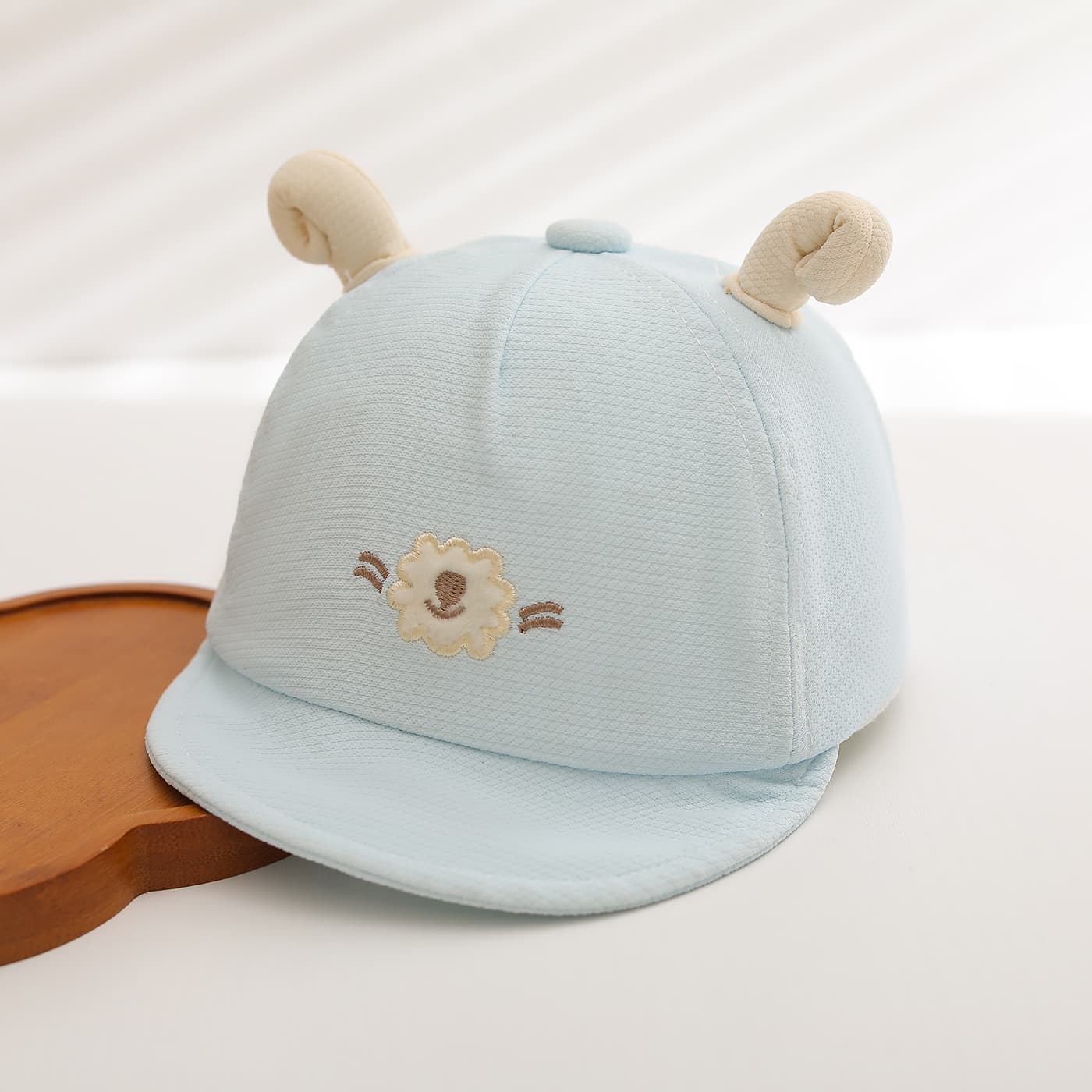 Summer Baby-style Three-dimensional Sheep Horn Small Lamb Embroidered Soft And Cute Style Children's Baseball Cap, Suitable For Daily Outdoor Use