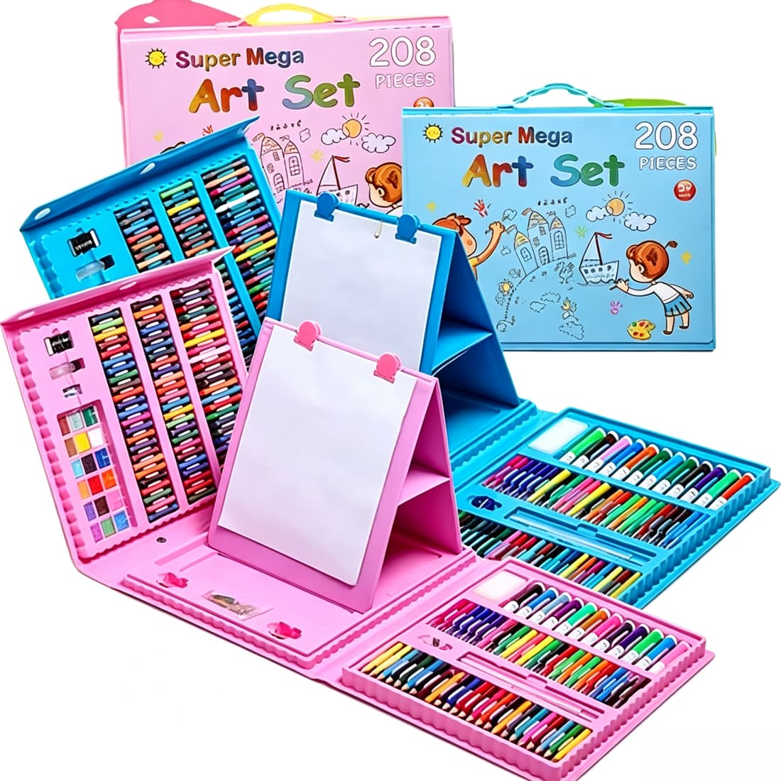 208 Pcs Art Set Kids Childrens Colouring Drawing Painting Arts & Crafts Case UK