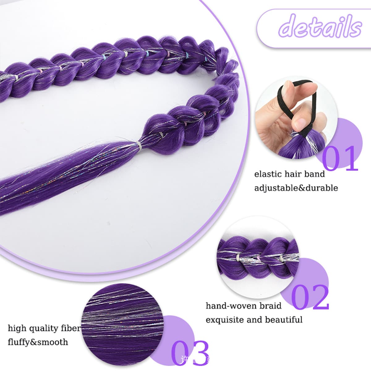 Cross-border Foreign Trade European And American Wigs, Witch Hunt Team, Rumi Ponytail, Colorful Elastic Rope Braided Ponytail Wig
