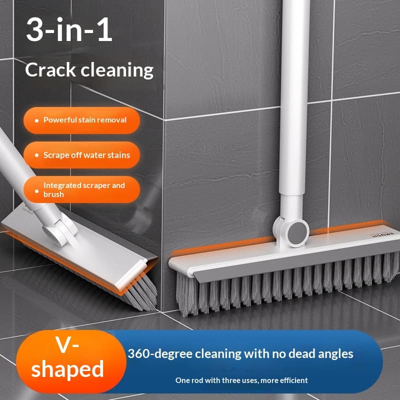 Three-in-One Floor Brush Toilet Brush Bathroom Gap Brush Long Handle Floor Brush Bathroom Cleaning Sewing Groove Floor Brush