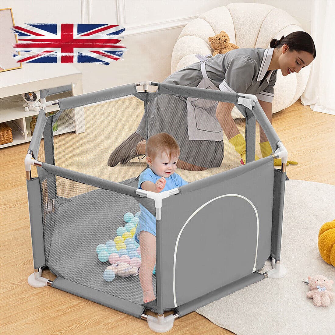 NEW Large Baby Playpen Kids Toddlers Infant Activity Center Saftety Play Fence Yard UK
