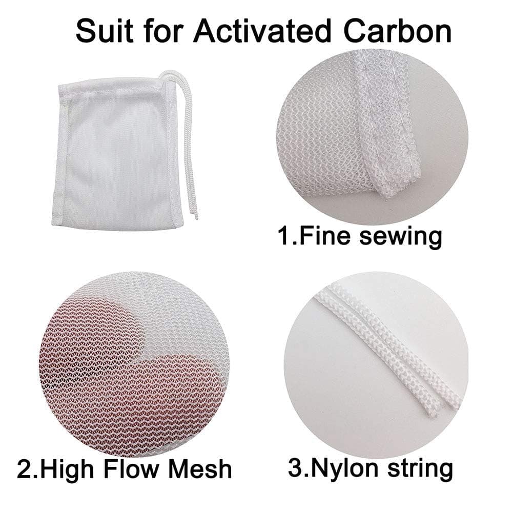 Fish Tank Small Sized Filter Bags, 6 Pack High Flow Bags 3 By 4 Inches Aquarium Filter Media Mesh Bags With Nylon Drawstrings,White