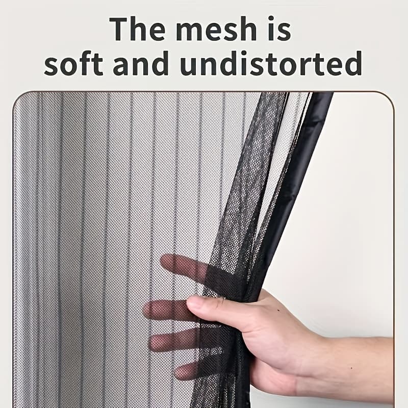 Black Hands-free Magnetic Door Curtain, Breathable And Mosquito-proof For Summer, Self-adhesive With No Tools Needed, Automatic Magnetic Closure, Pet-friendly, Ideal For Living Room, Bedroom, Balcony