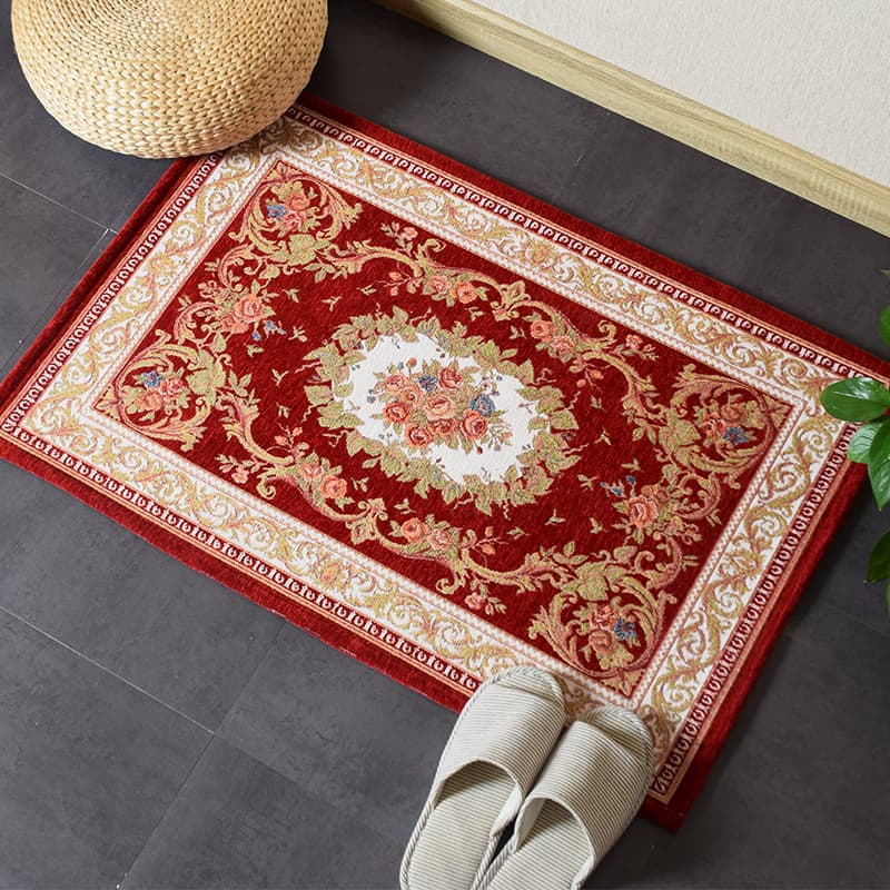1pc Vintage European Floral Jacquard Door Mat, Entryway Rug
