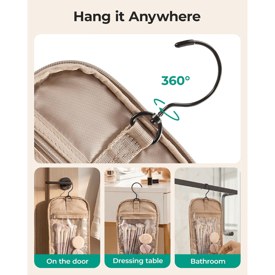 Travel Toiletry Bag For Women, Puffy Hanging Toiletry Bag With Hook, Water-resistant Toiletry Organizer For Full Sized Toiletries Black