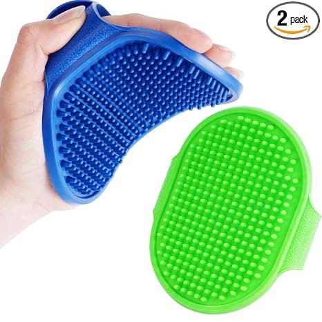 2-Pack Soft Silicone Pet Grooming And Bath Brushes With Adjustable Handles For Dogs And Cats