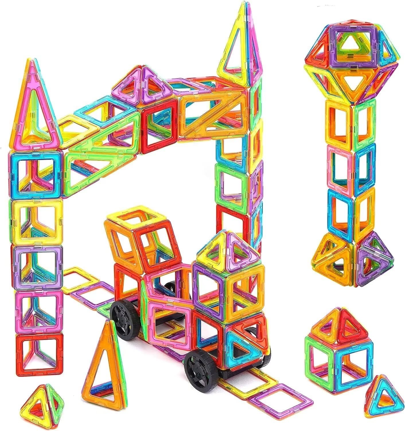 80 Pieces Mixed Magnetic Building Blocks Bulk Pack Kids Learning Toy Free Assembly Magnetic Tiles