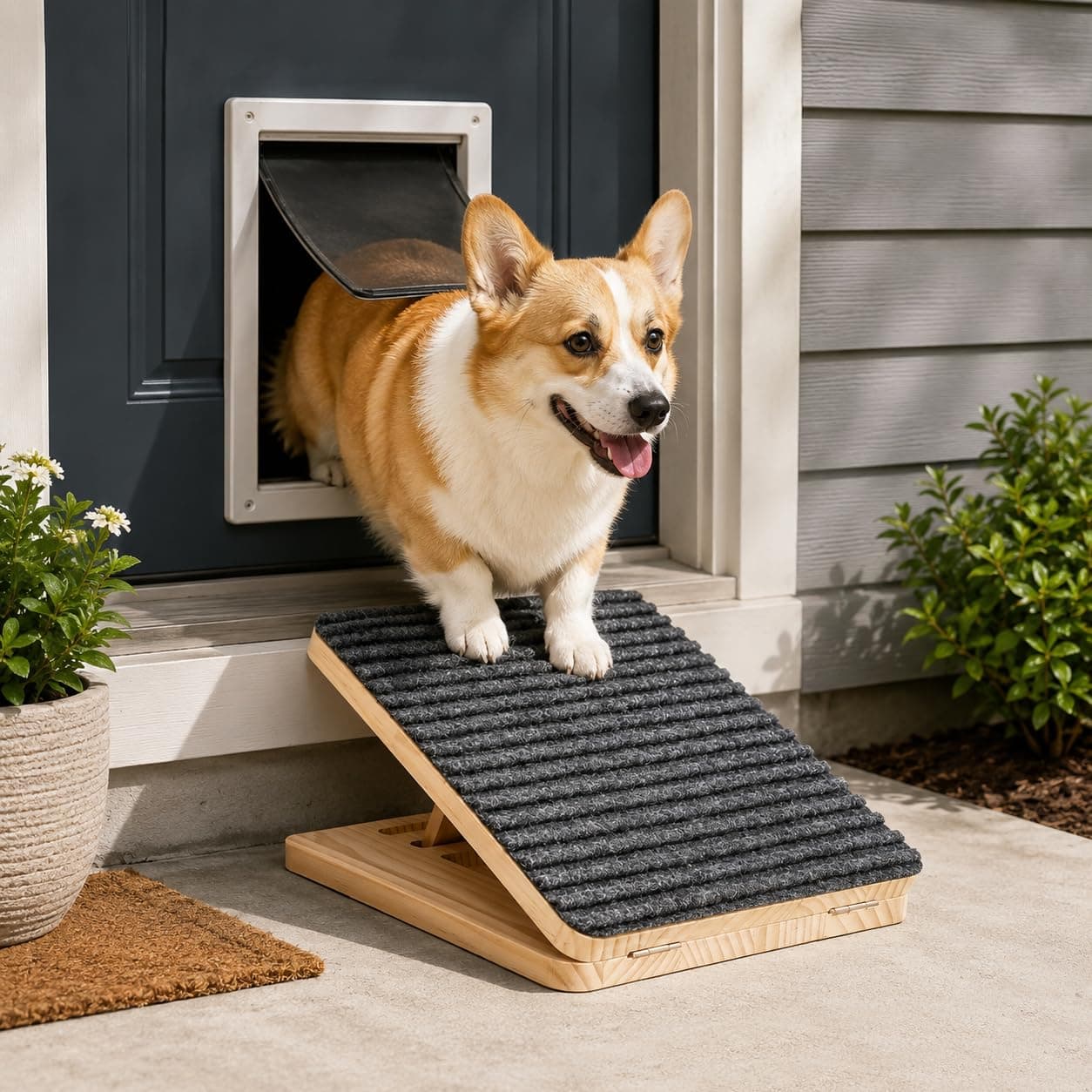 Dog Ramp For Stairs, Foldable Stair Wedges Assist For Small Dogs, 1 Pack Dog Door Ramp Adjustable Stair Ramp For Dogs Solid Wood Pet Steps For Elderly Dog, Senior, Short-Legged And Injured Pets