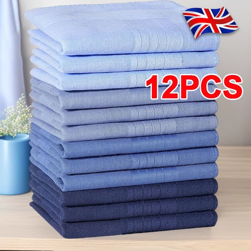 Men'S Cotton Gents Hankies Set, 12 Pack Large Handkerchiefs, Premium Pocket