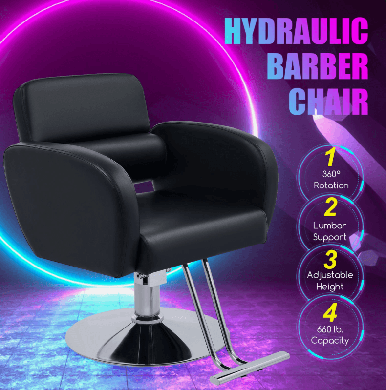 Black Barber Chair Adjustable Height Classic Hydraulic Swivel Salon Stool Chair