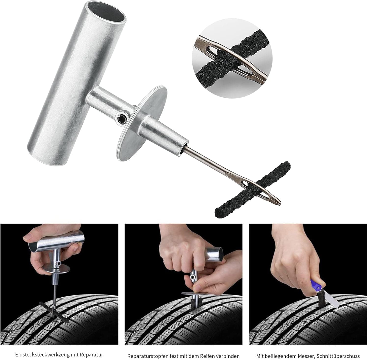 Tire Repair Kit - 68pcs Heavy Duty Tire Plug Kit, Universal Tire Repair Tools To Fix Punctures And Plug Flats Patch Kit For Car Motorcycle, Truck, ARBATV, Tractor, RV, SUV, Trailer