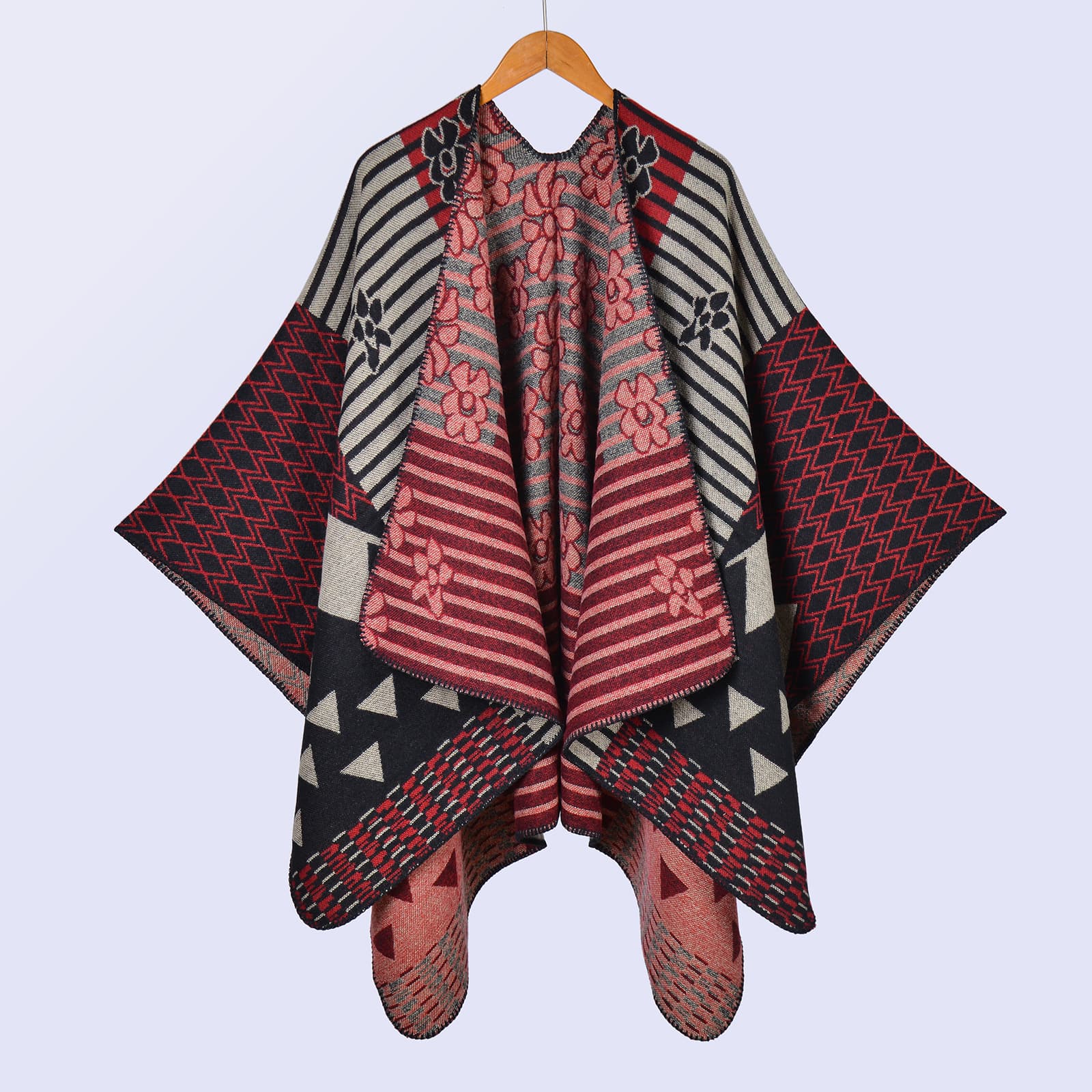 Women's Warm Minimalist Fashion Shawl, Outdoor Windproof Warm Outerwear Poncho For Autumn Winter