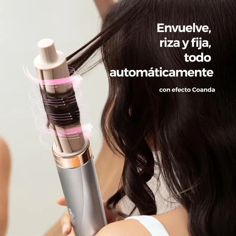 5 In 1 Ionic Airflow Hair Styler Kit With Automatic Curler Volumizing Oval Brush And Dryer Lightweight Snap On Attachments For Curls Straight Styles Salon Blowout And Frizz Control