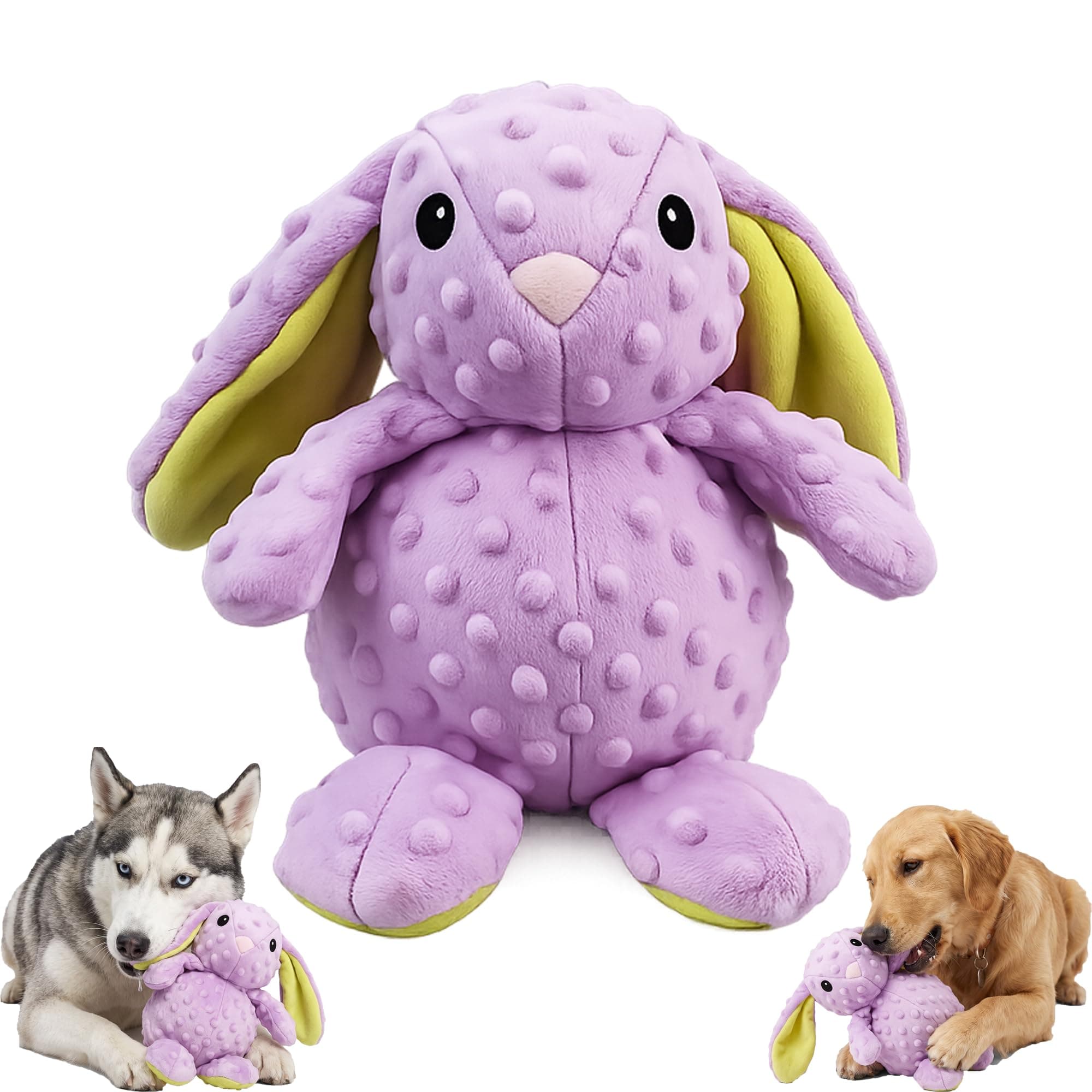 Durable Squeaky Plush Dog Toy, Chew Guard Stuffed Chew Toys For Aggressive Chewers, No Stuffing Soft Puppy Toys For Large Medium Dogs