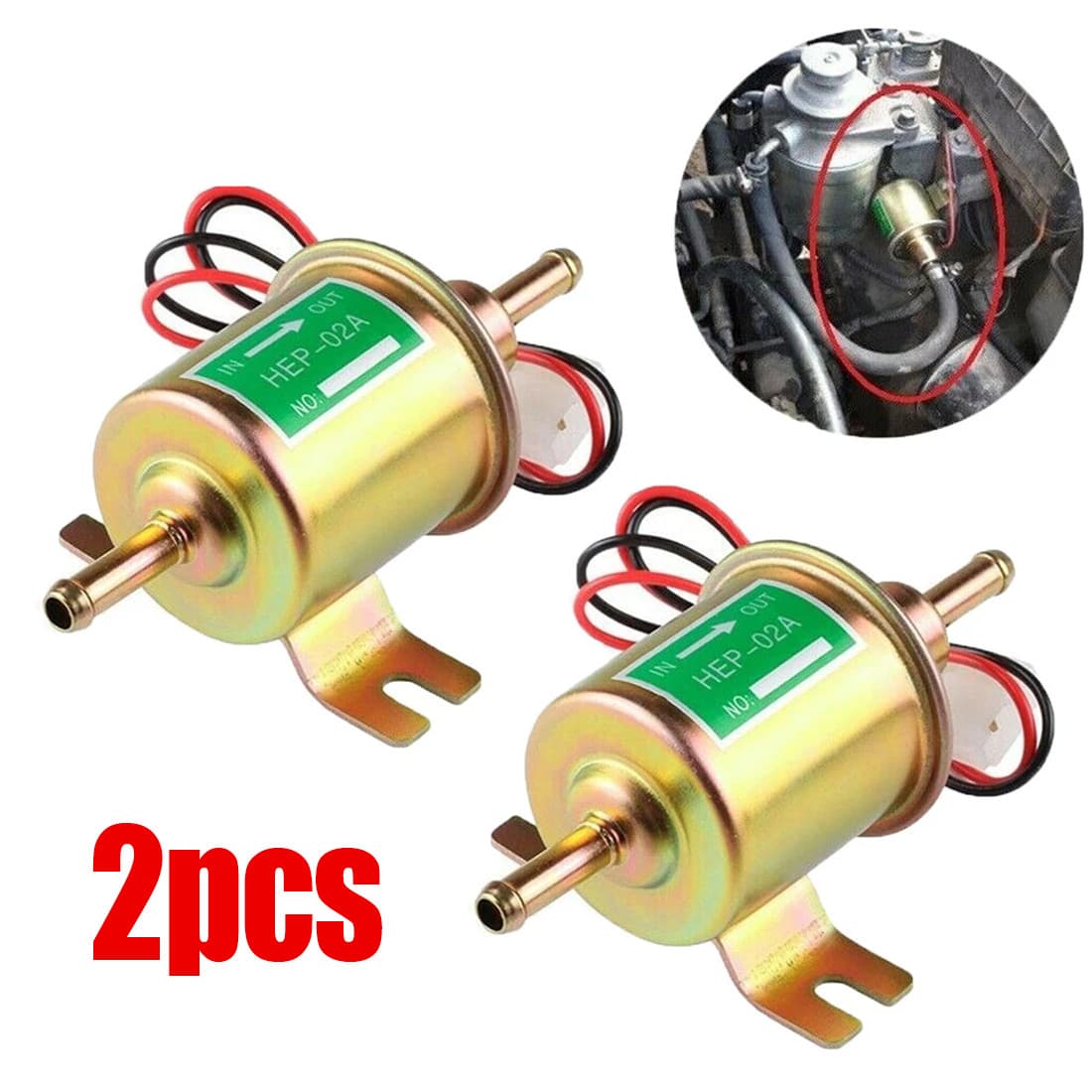 2PCS Car 12V Electric Fuel Pump HEP-02A Universal Inline Low Pressure Gas