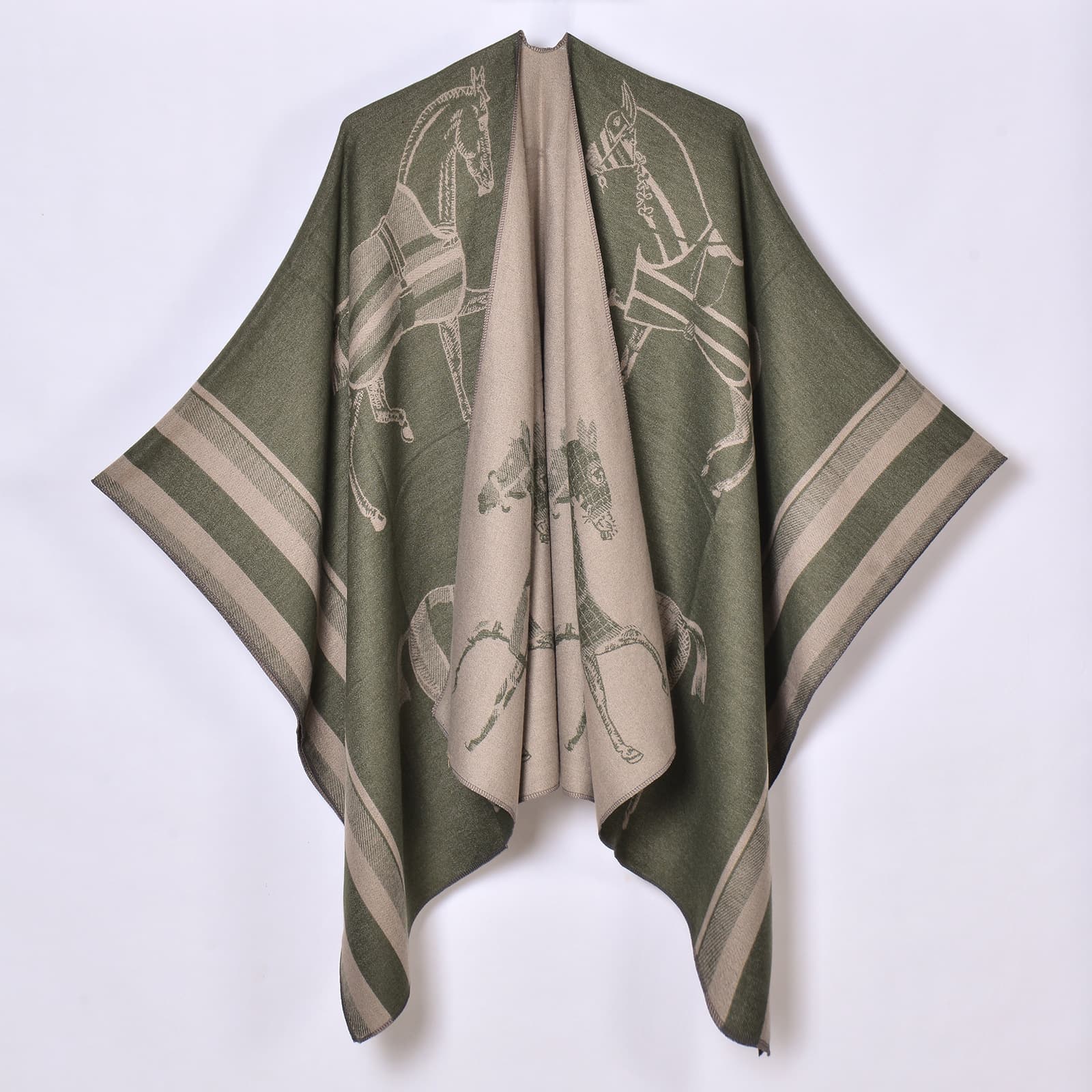 Women's Original Minimalist All-Match Faux Cashmere Shawl Poncho Cardigan Outerwear