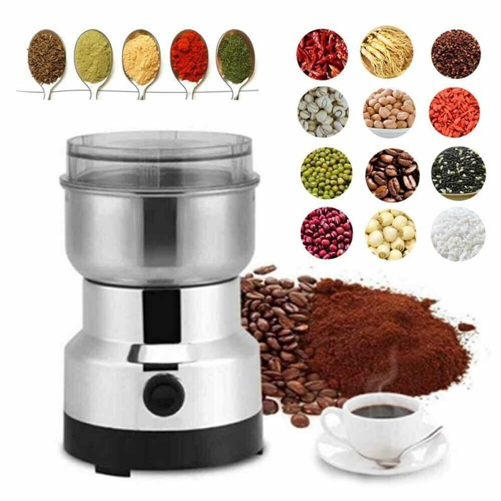 200W Electric Coffee Grinder Stainless Steel Spice Mill With Transparent Lid And EU Plug