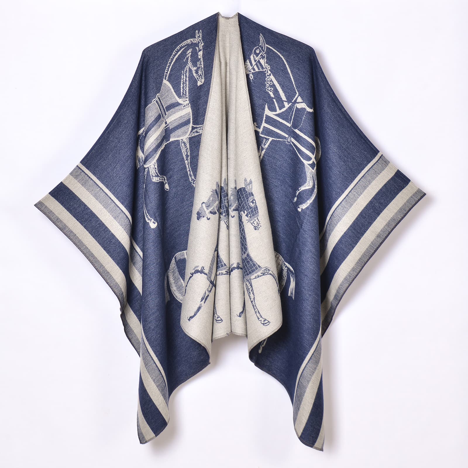 Women's Original Minimalist All-Match Faux Cashmere Shawl Poncho Cardigan Outerwear