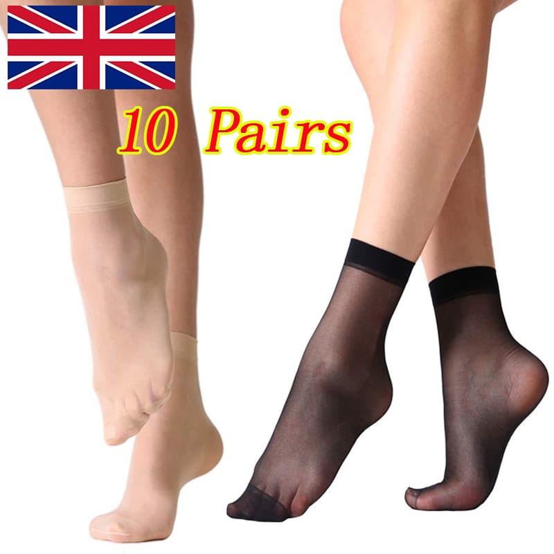 10 Pairs Ladies Ankle High Tights Solid Socks Comfort Top Silky Smooth