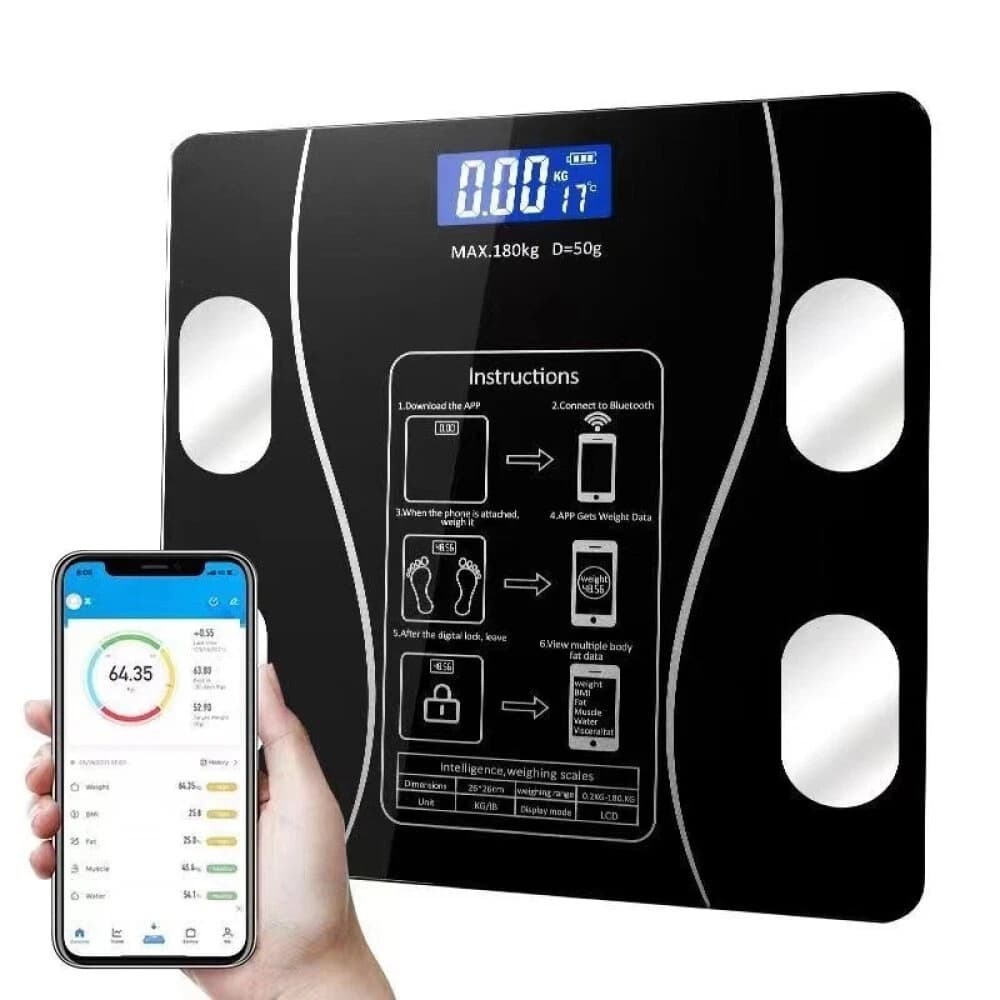 Body Fat Scale 180 Kg Bluetooth Smart BMI Digital Wireless Bathroom Scale