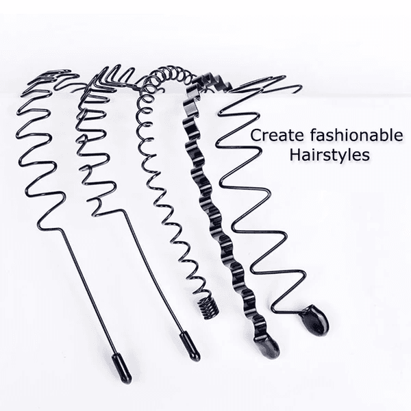 6Pcs Metal Hair Headband Wave Style Hoop Band Comb Sports Hairband Men Women US