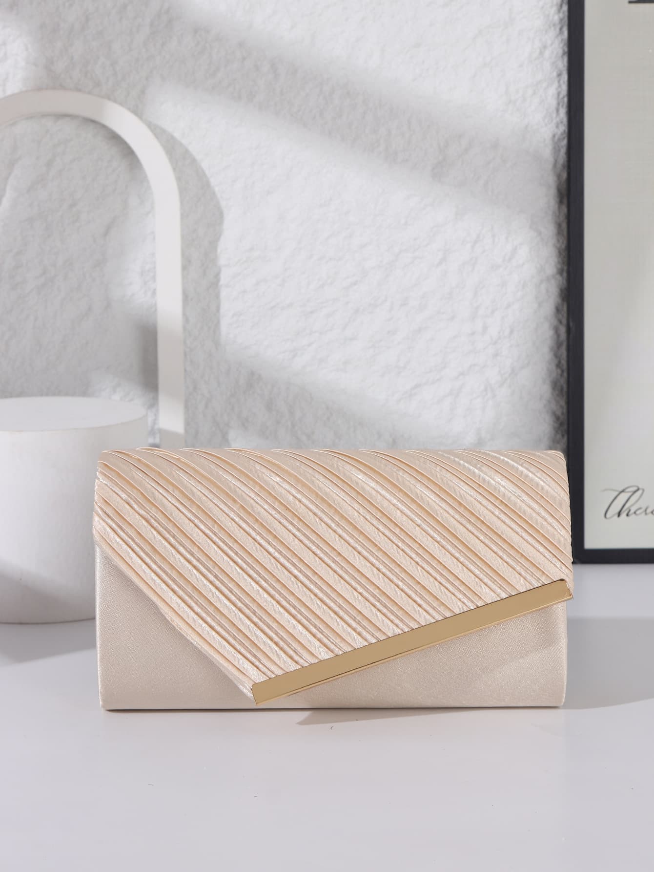 Womens Pleated Envelope Clutch Elegant Evening Bag For Party, Gown & Banquet