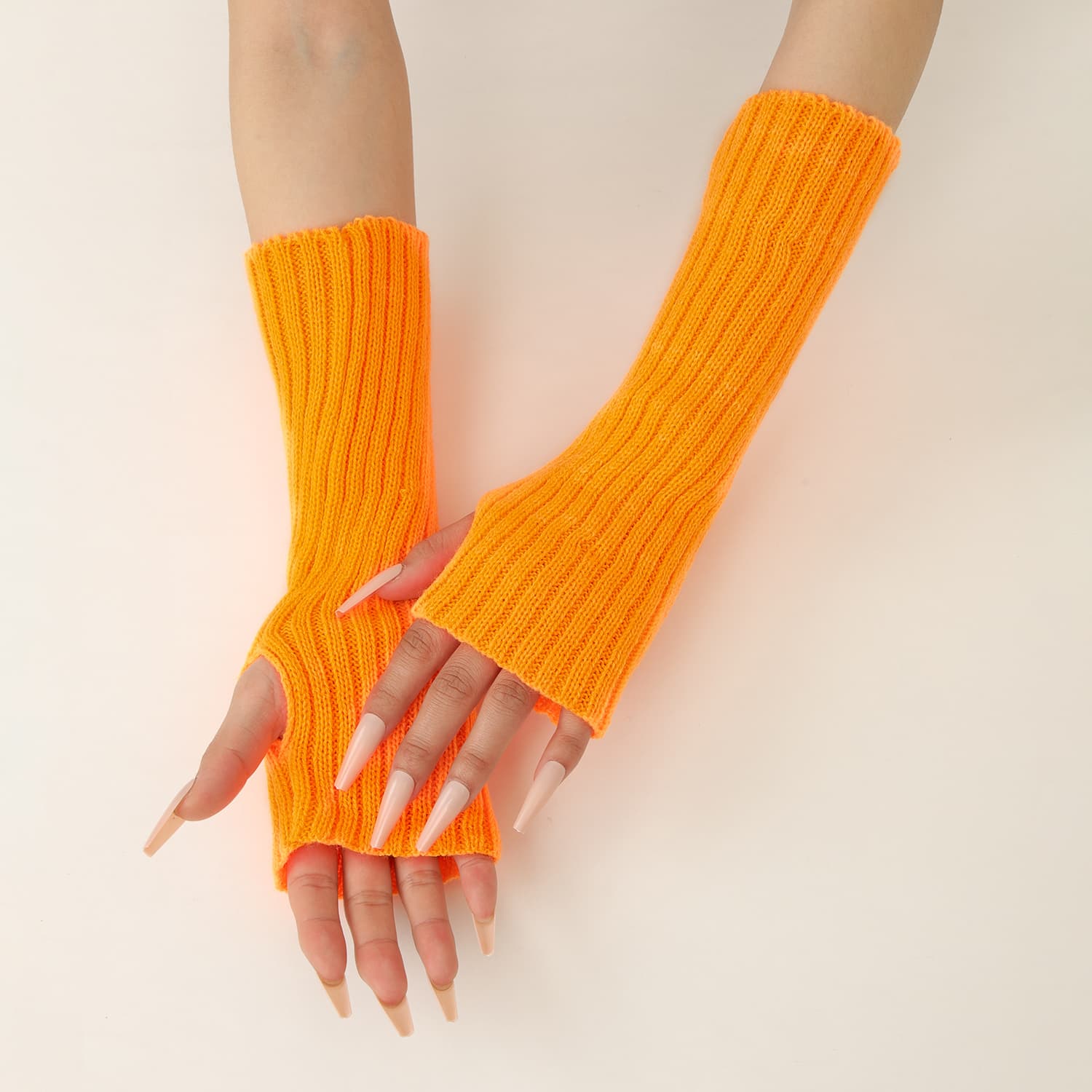 30cm Hot Styles Daily Winter Arm Warmers Go Party Long Sleeve Fingerless Mittens Half Finger Acrylic Gloves Mittens Knit Crochet