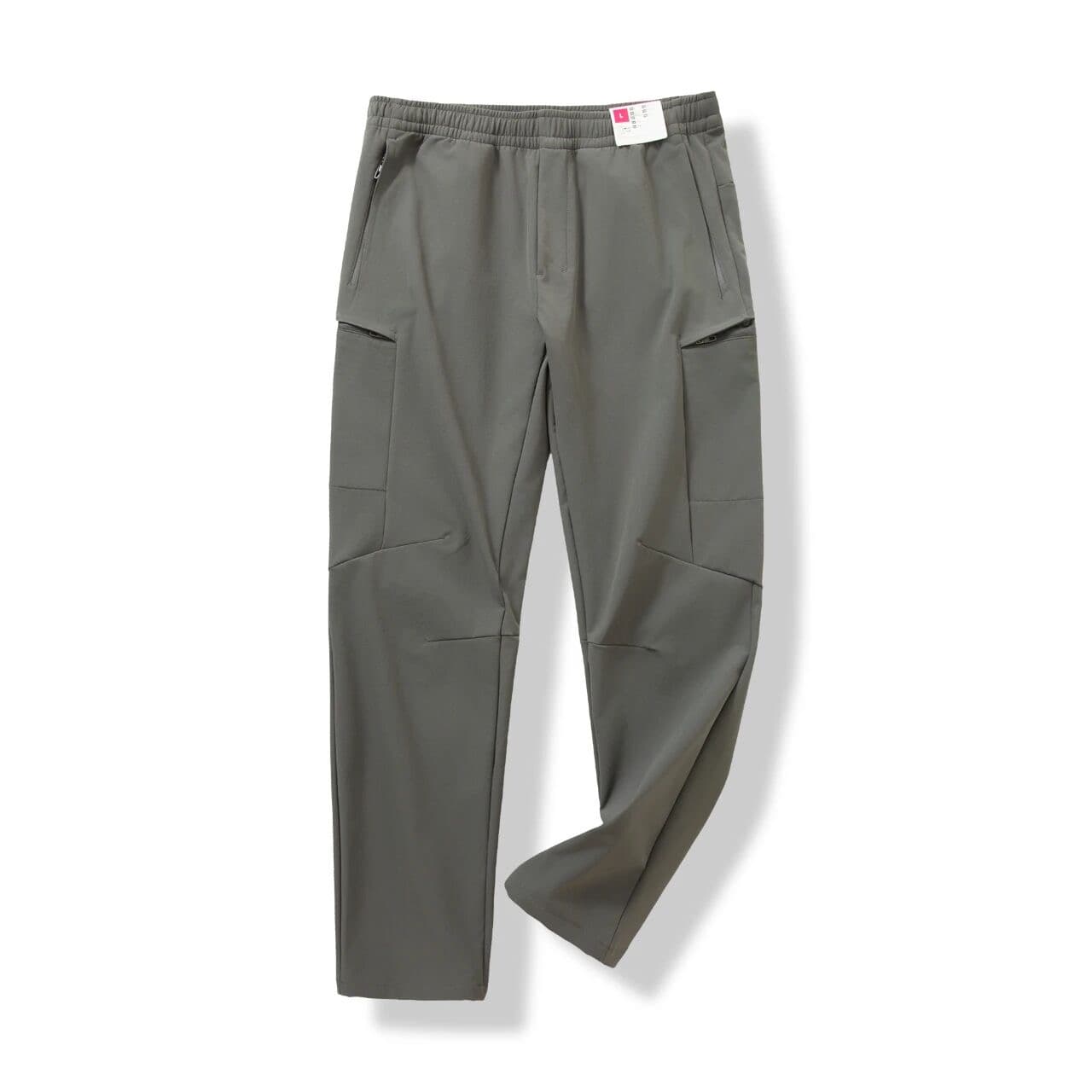 Men Stretch Softshell Cargo Pants Windproof Abrasion Resistant, Elastic Drawstring Waist Outdoor Pants For Hiking Camping Travel Daily Commute