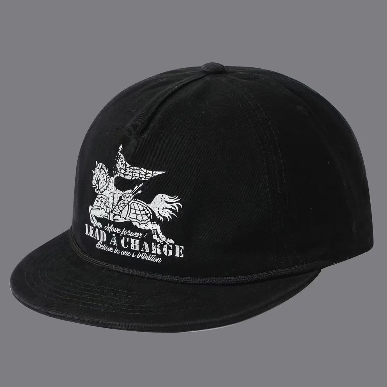 Printed Warhorse Flag With Lettered Band And Flat Brim Baseball Cap, Men's And Women's Versions, Suitable For Casual, Sports And Travel Wear.