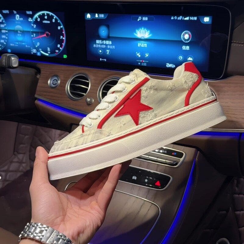 Men's Star Pattern Skate Shoes, 2026 Summer New Canvas Sneakers, Low Top Lace-Up, Soft Sole Comfortable Breathable Trendy Versatile Casual Shoes