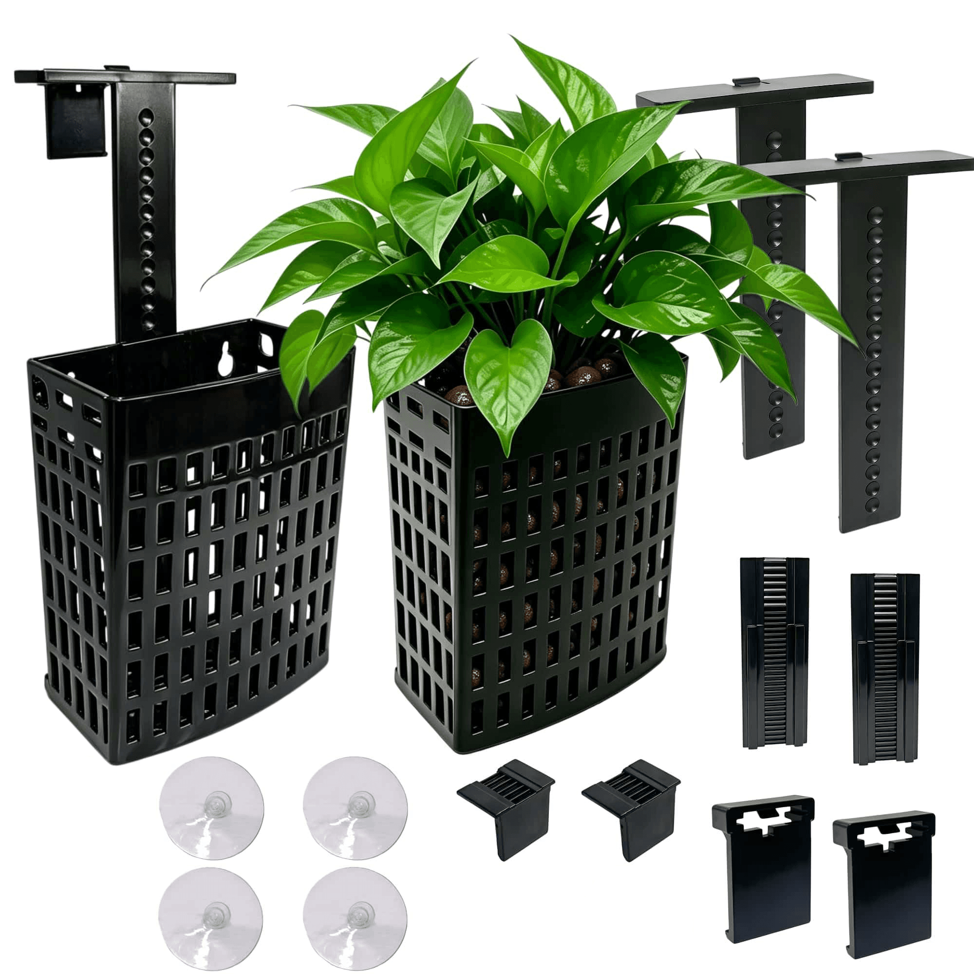 2 Pack Upgraded Aquarium Plant Holder, Adjustable Width And Height Hook Fish Tank Plant Holder With Suction Cup For Aquascape Decor